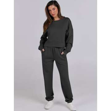 ANRABESS Womens 2 Piece Outfits Lounge Sets Cropped Sweatshirt & Joggers Fashion Sweatsuit Sweat Set...