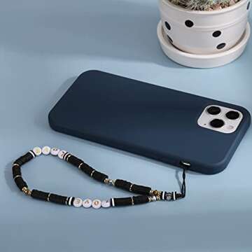 TOOVREN Cell Phone Charm 3PCS, Universal Mobile Phone Lanyard Cute Kawaii Rainbow Color Style Soft Ceramic Pearl Seashells Beads Phone Chain Wrist Strap String Bracelet Keychain for Women