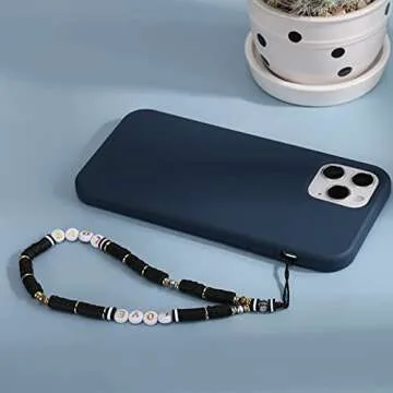 TOOVREN Cell Phone Charm 3PCS, Universal Mobile Phone Lanyard Cute Kawaii Rainbow Color Style Soft Ceramic Pearl Seashells Beads Phone Chain Wrist Strap String Bracelet Keychain for Women