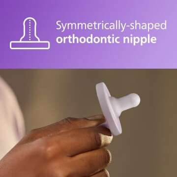 Philips Avent Soothie 0-3 Months Orthodontic Baby Pacifiers, 100% Silicone Pacifiers, One Piece, BPA-Free, 2 Lilac and 2 Pink, 4 Pack, Model SCF190/70