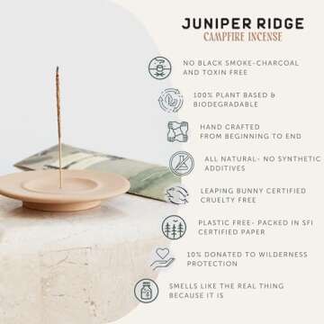 Juniper Ridge All-Natural Aromatic Campfire Incense - Long-Lasting Bamboo Sticks - Aromatherapy & Me...