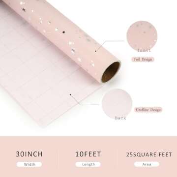 LaRibbons 4 Rolls Gift Wrapping Paper, Heart/Polka Dots/ 2 Kinds Stars Design for Birthday, Baby Sho...