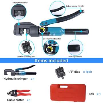 Muzata Custom Hydraulic Crimping Tool for 1/8" Cable Railing Kit