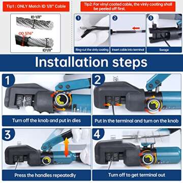 Muzata Hydraulic Crimper for 1/8" Cable Railing Kit