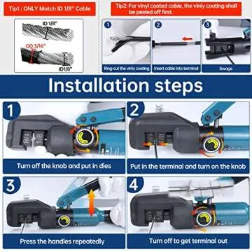 Muzata Hydraulic Crimper for 1/8" Cable Railing Kit