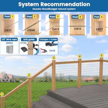 Muzata Hydraulic Crimper for 1/8" Cable Railing Kit