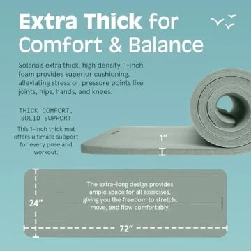 Retrospec Solana 1" Thick Yoga Mat - Non Slip & Durable