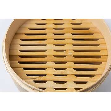 Bamboo steamer 10 inch- 2Tier,Bamboo steamer,Bamboo steamer basket,Dumpling steamer,Steam basket,Bamboo dumpling steamer,Dim sum bamboo steamer,Buns steamer,Bao basket,Steaming basket,basket.
