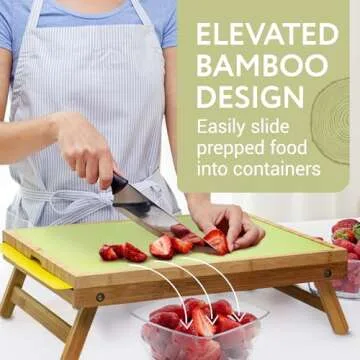 IMPRESA Large Raised Bamboo Cutting Board – Ergonomic Cooking Solution