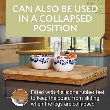 IMPRESA Raised Bamboo Cutting Board with Legs – Ideal for Comfort