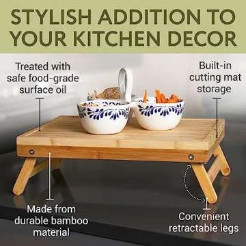 IMPRESA Raised Bamboo Cutting Board with Legs – Ideal for Comfort