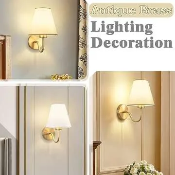 Adust Antique Brass Wall Sconces Lighting Fixture, E26 Industrial Vintage Gold Wall Light Set of 2 Pack Wall Lamp Bathroom Decor for Bedroom Living Room, Brass Finish Sconces