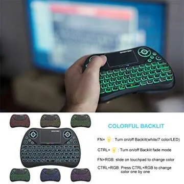 PONYBRO Backlit Mini Wireless Keyboard with Touchpad Mouse Combo QWERTY Keypad,Rechargeable Handheld Keyboard Remote for Smart TV,Android TV Box,Xbox,Raspberry Pi,PC