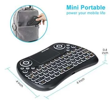 PONYBRO Backlit Mini Wireless Keyboard with Touchpad Mouse Combo QWERTY Keypad,Rechargeable Handheld Keyboard Remote for Smart TV,Android TV Box,Xbox,Raspberry Pi,PC