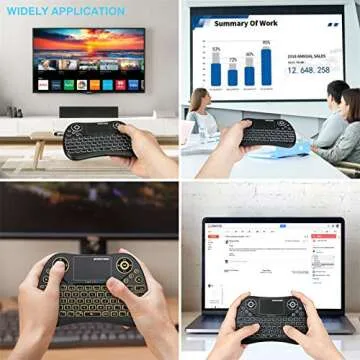 PONYBRO Backlit Mini Wireless Keyboard with Touchpad Mouse Combo QWERTY Keypad,Rechargeable Handheld Keyboard Remote for Smart TV,Android TV Box,Xbox,Raspberry Pi,PC