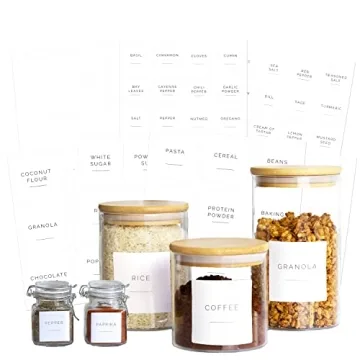 Brave November Kitchen Pantry Labels & Spice Labels Set - 108 Waterproof Labels for Food Containers