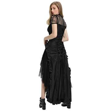 Belle Poque Steampunk Gothic Skirt for Women Victorian Renaissance Ruffled Maxi Skirt L Black