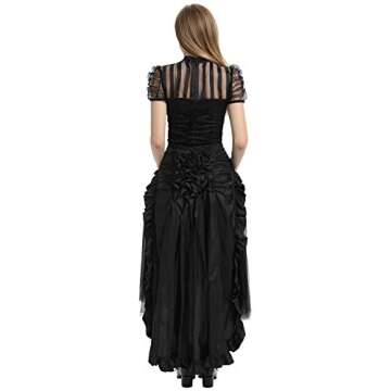 Belle Poque Steampunk Gothic Skirt for Women Victorian Renaissance Ruffled Maxi Skirt L Black