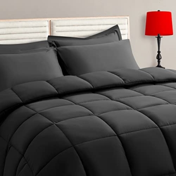 TAIMIT California King Comforter Set - 7 Pieces, Soft Quilted Bedding in Dark Grey