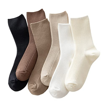 ACCFOD 9-11 Crew Socks for Women, Soft Thin Cotton Socks for Women Girls - Solid Color