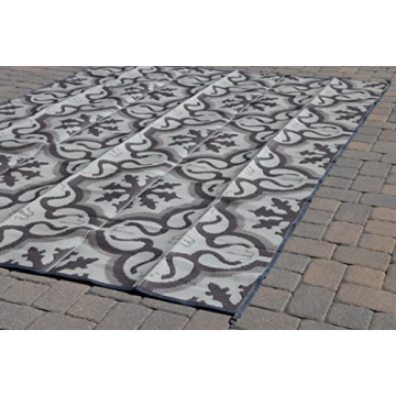 LATCH.IT RV Outdoor Rugs 9x12 | Reversible Mat Camper Camping The Perfect Patio for Any Situation & Includes Portable Small Trash-Can!