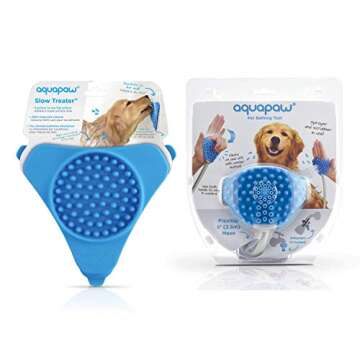 Aquapaw Dog Bathing Tool and Slow Treater Combo - Lick Mat Suctions to The Wall or Floor for Anxiety...