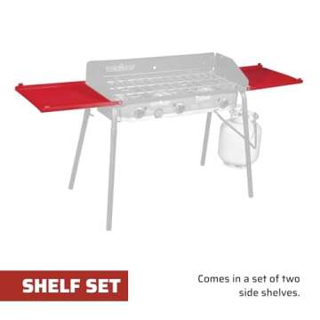 Camp Chef Folding Side Shelf Set for Two-Burner Stoves - Compatible with Camp Chef Camp 14" Stoves - Durable Side Shelf for Prep & Storage