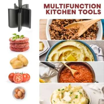 2 Pcs Meat Chopper, Upgrade Hamburger Chopper, Premium Heat Resistant Meat Masher for Hamburger Meat, Ground Beef Smasher, Nylon Meat Smasher Tool, Non Stick Mix Chopper, Hamburger Smasher Safe