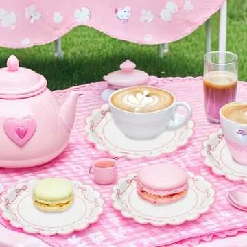 JarThenaAMCS 50Pcs Pink Bow Paper Plate Scalloped Bowknot Disposable Plate 9 inch Decorative Dinner Plate for Birthday Party Table Decor