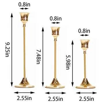 NLBTW French Gold Candlestick Holders Taper Candle Holders, Set of 3 Vintage Candle Sticks Holder Decor Used as Fireplace Mantel or Table Centerpieces for Wedding, Dinning, Party