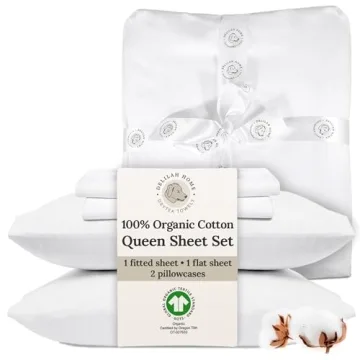 Delilah Home 100% Organic Cotton Queen Bedding Set - Luxury and Comfort - 4-Piece Set