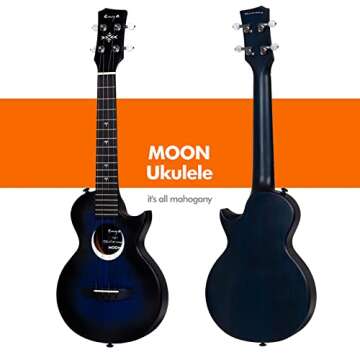 Enya Taimane Moon Signature Tenor Ukulele All Solid Mahogany 26" Blue Ukelele Bundle with Gig Bag an...