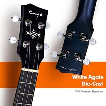Enya Taimane Moon Signature Tenor Ukulele All Solid Mahogany 26" Blue Ukelele Bundle with Gig Bag and Strap(EUT-Moon BU)