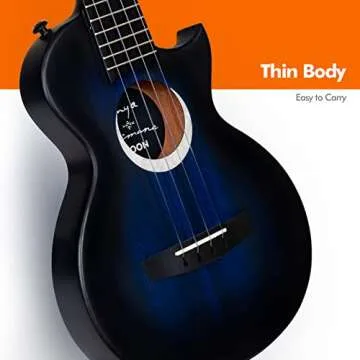 Enya Taimane Moon Signature Tenor Ukulele All Solid Mahogany 26" Blue Ukelele Bundle with Gig Bag and Strap(EUT-Moon BU)