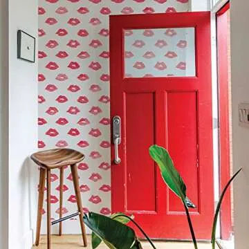 Vibrant Novogratz Red Lips Peel and Stick Wallpaper for Bold Decor