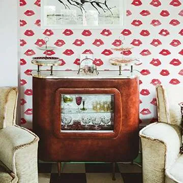 Colorful Red Lips Peel and Stick Wallpaper for Easy Décor