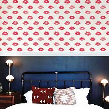 Colorful Red Lips Peel and Stick Wallpaper for Easy Décor