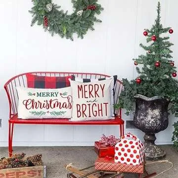 PANDICORN Merry Christmas Pillow Covers 12x20 Inch Farmhouse Christmas Decorations Lumbar Christmas Pillows Christmas Decorative Throw Pillows Cases Winter Holiday Decor for Sofa Couch Living Room