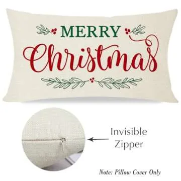 PANDICORN Merry Christmas Pillow Covers 12x20 Inch Farmhouse Christmas Decorations Lumbar Christmas Pillows Christmas Decorative Throw Pillows Cases Winter Holiday Decor for Sofa Couch Living Room
