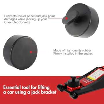 Toolly Floor Jack Pad Adapter, Jack Lifting Pad Compatible with Chevrolet Corvette C5 C6 C7, Jack Point Pad Sturdy Adapter Rubber Jack Puck (4 Pack)