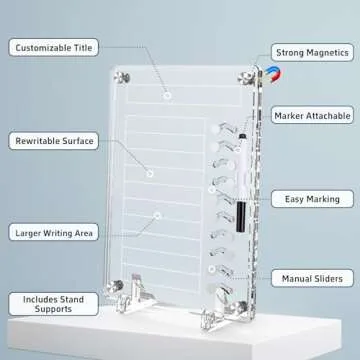 NiHome Clear Acrylic Magnetic to Do List Planning Board with Sliders & Desktop Stand, Multi-Functional Chore Chart for Kids & Adults, Checklist Routine Chart Task Board with Marker for Fridge & Desk