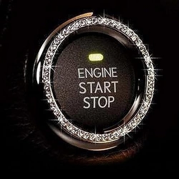 Silver Bling Car Decor SD-1003 Crystal Rhinestone Ring Emblem for Auto Start Button