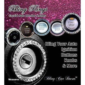 Silver Crystal Rhinestone Car Bling Sticker Ring Emblem Auto Start