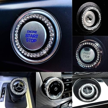 Silver Crystal Rhinestone Car Bling Sticker Ring Emblem Auto Start