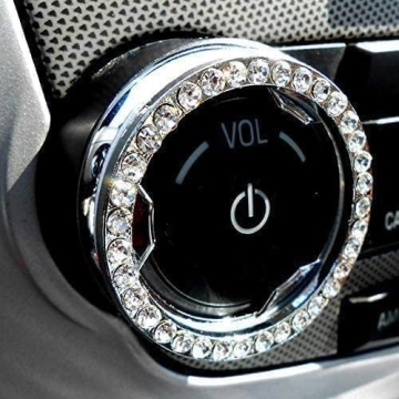 Silver Crystal Rhinestone Car Bling Sticker Ring Emblem Auto Start