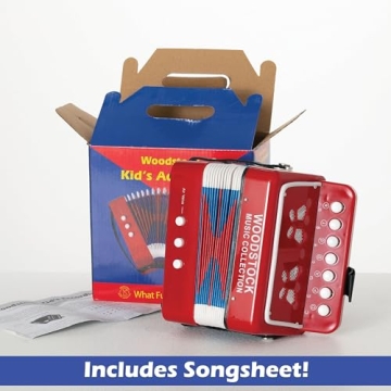 Woodstock Kids Red Accordion 10 Keys Beginner Music Toy