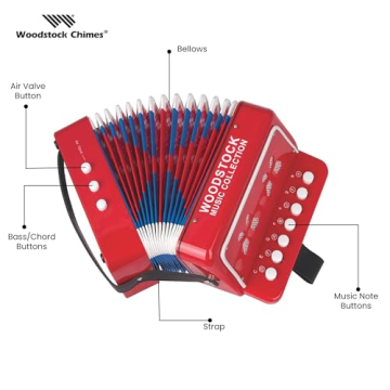 Woodstock Kids Red Accordion 10 Keys Beginner Music Toy