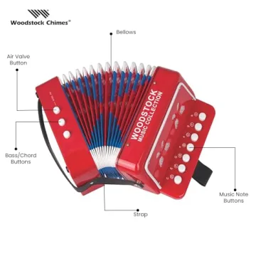 Woodstock Kids Red Accordion 10 Keys Beginner Music Toy