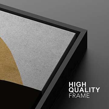 IDEA4WALL Framed Canvas Print Wall Art Set Gold Black Mid-Century Polygon Collage Abstract Shapes Illustrations Minimalism Decorative Relax/Calm for Living Room, Bedroom, Office - 16"x24"x2 Black