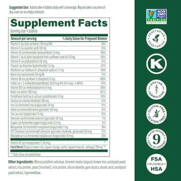 MegaFood Baby & Me 2 Prenatal Vitamin & Minerals - Vitamins for Women - with Folate (Folic Acid Natu...